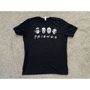 Horror Characters Freddy Jason Myers Friends Shirt Black Halloween Mens Size XL